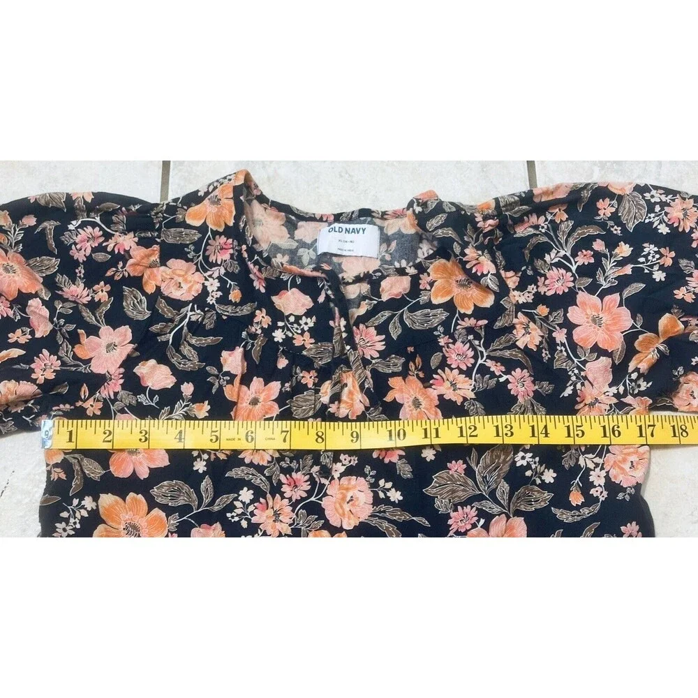 Old Navy Youth Girls Size 14 XL Short Sleeve Ruffled Foral Babydoll Dress